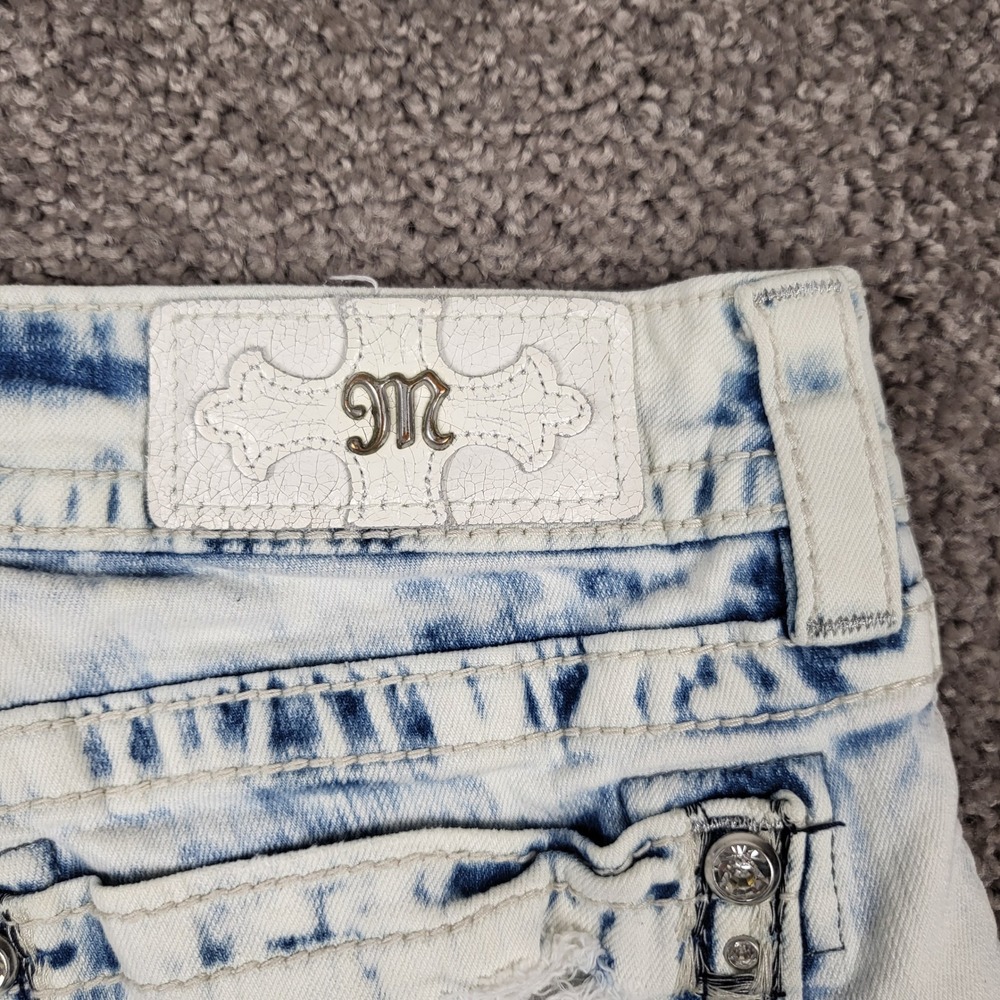 Miss Me Signature Shorts Women 29 Fits 31x3.5 Blue Lace Crystal Distressed Denim - Picture 9 of 10